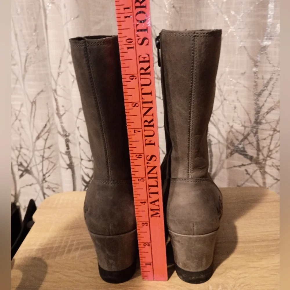 UGG Women's‎ Soft Gray Leather Wedge Boots- Waterproof